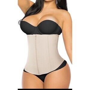 YIANNA Zip & Hook Latex Waist Training Corset Shaper Girdle Size Large